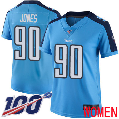 Tennessee Titans Limited Light Blue Women DaQuan Jones Jersey NFL Football #90 100th Season Rush Vapor Untouchable